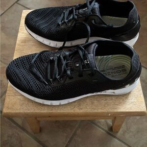 Under Armour HOVR SONIC Black Running Shoes with White Soles